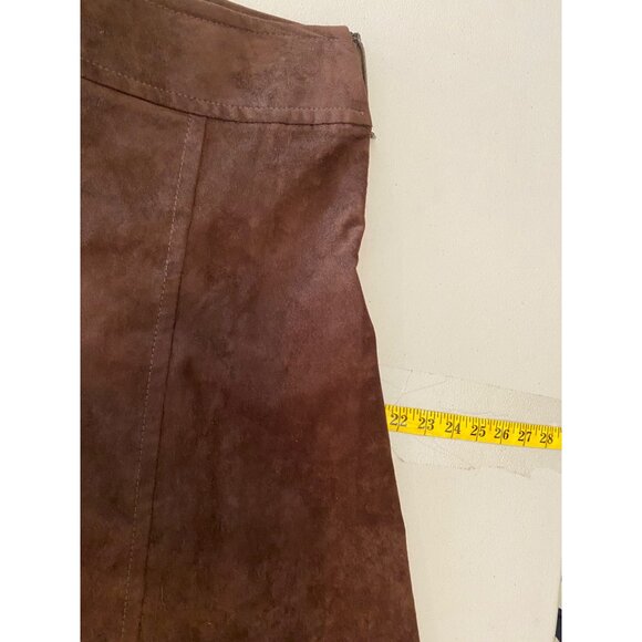 Liz Claiborne Brown Faux Suede A-Line Midi Skirt With Back Zipper Closure Medium - Picture 8 of 9